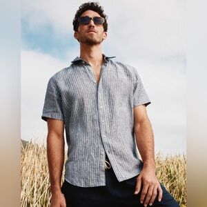 QUINCE - Men’s 2XL Striped 100% European Linen Button Down Shirt - NWT